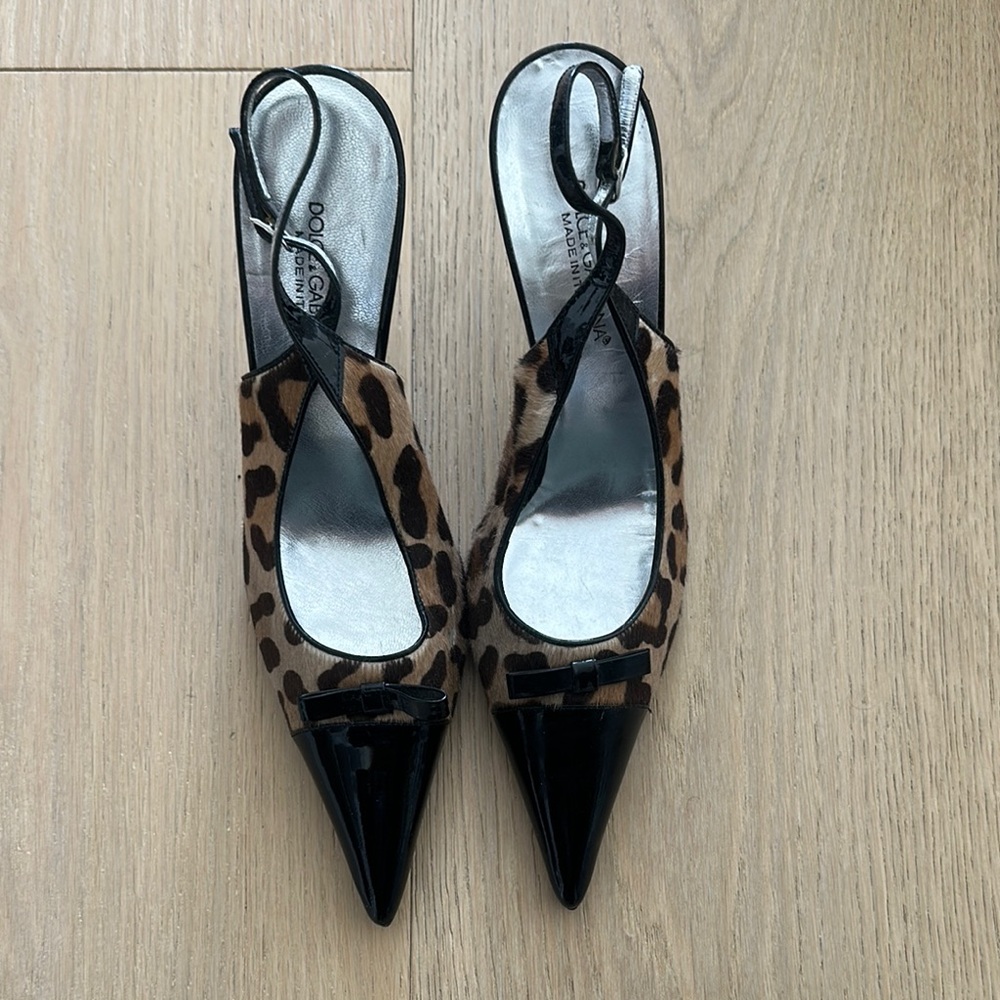 Dolce & Gabbana Brown and Black Heels with Leopard Print